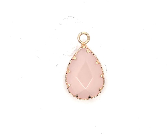 Beautiful Rose Quartz charm, 14K gold plated, SKU# M3185