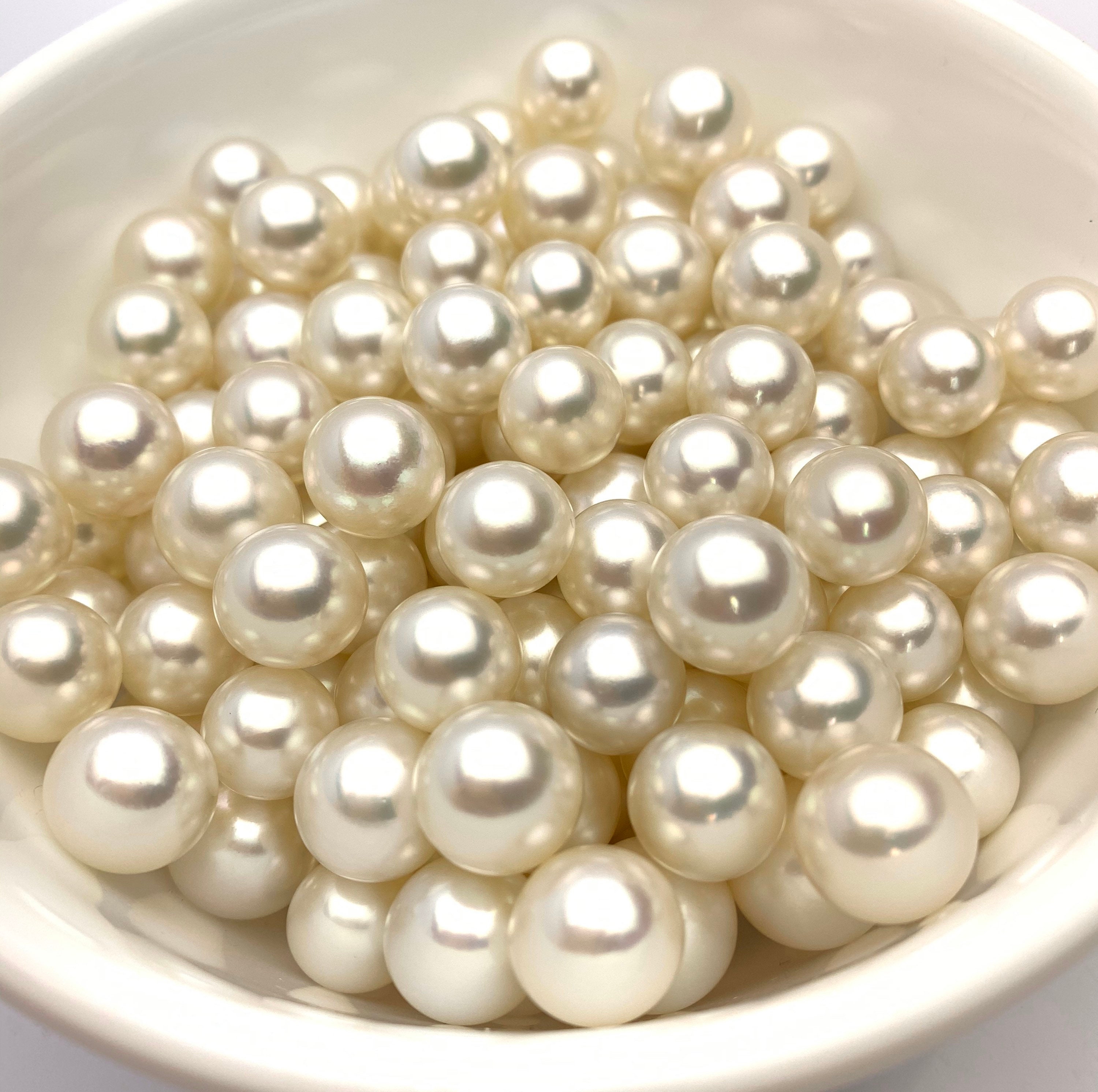 White South Sea Loose Pearls, AAA, Semi Round 100% Natural Color 