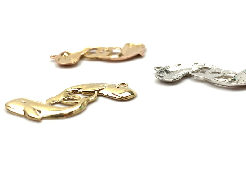 Rose gold White gold 14K double whale charm Gold SKU#L-147