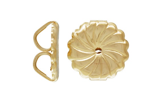 Premium Earring Back (9.2x9.4mm)  Swirl, 14k gold filled. Made in USA. #4005180