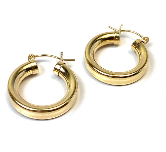 Captivating 14KGF 5mm Thick Hoop Earrings, 14K Gold Filled, 14K Gold Fill