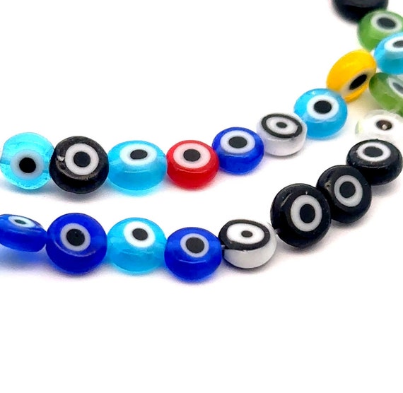 Evil eye flat round bead, SKU#M3157