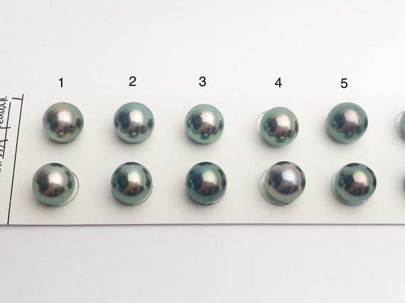 Tahitian Loose Pearls, Round AA, Peacock Multi Colored Matched Pairs, 10-10.5mm, #658