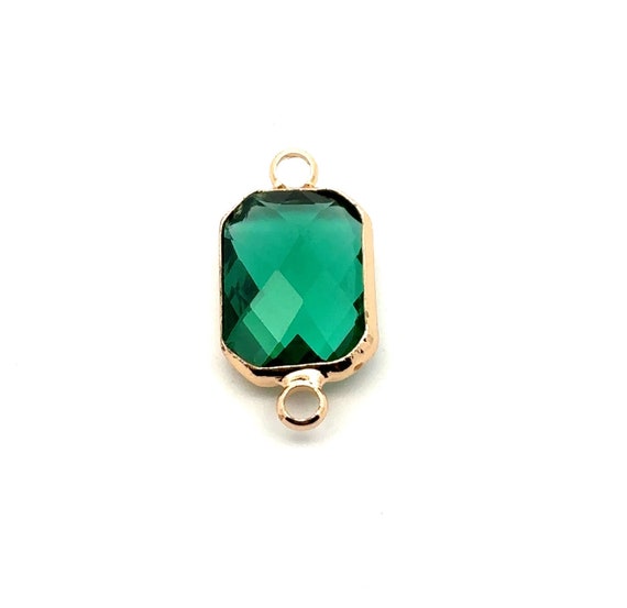 Emerald green rectangle crystal charm, SKU#M200