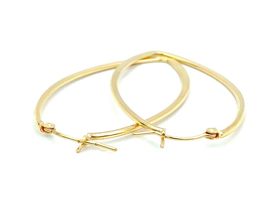 14KGF Oval Hoop Earrings , Sku#OVAL C 3 GF FLAT