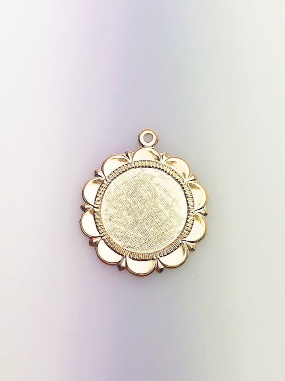 14K Gold Fill Textured Round Charm w/Ring, 21.7x25.7mm, Made in USA - 2649