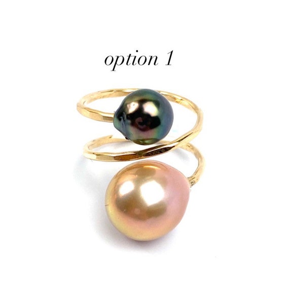 Gorgeous Adjustable 14KGF Edison, Tahitian, and South Sea Pearl Rings, 14K Gold Filled, 14K Gold Fill, GPR-14