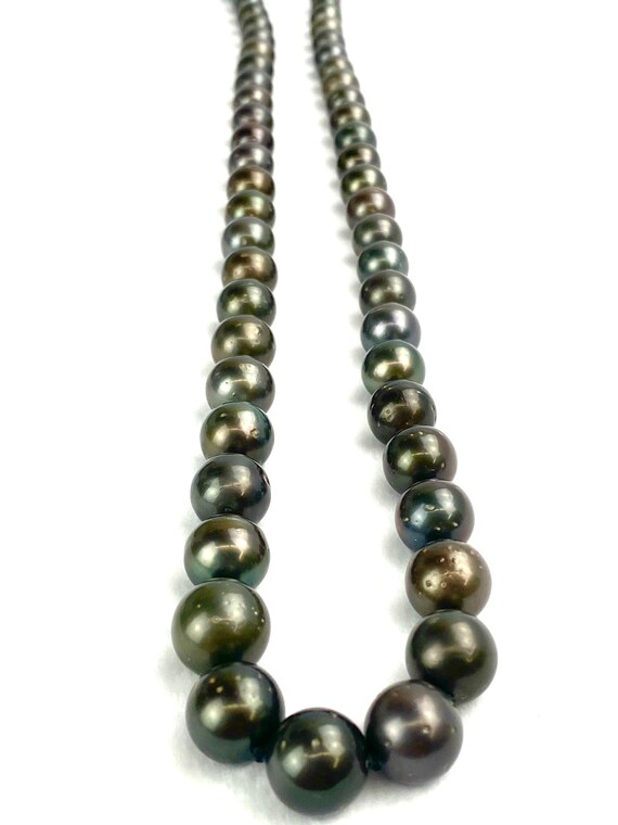 36 inch Tahitian pearl necklace, Round shape, black pearl necklace, SKU#10050