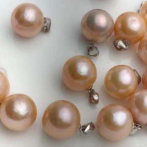 Edison Pearl Pendants on Sterling Silver Bail, Natural Color, 11-12mm