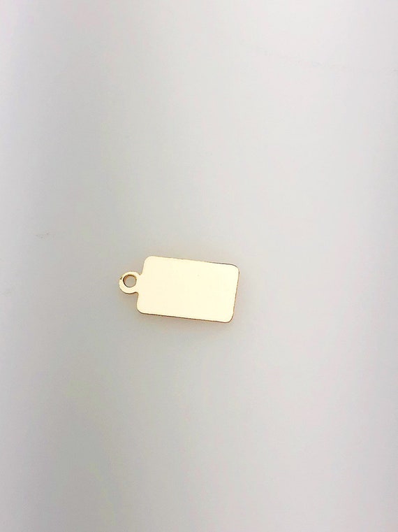 14K Gold Fill Rectangle Charm w/ Ring, 6.2x12.1mm, Made in USA - 2377