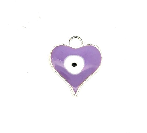 Purple e-bike eye heard shaped charm, SKU#M3392