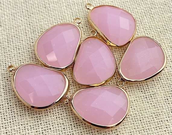 Rose Quartz Gold Plated Charm Sku#M1074