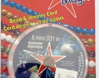 Cordón elástico transparente para joyería y cuentas de 1 mm/0,8 mm y 16 pies