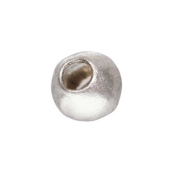 2.0mm Sandblast Bead .8mm Hole, Sterling Silver. Made in USA. #5004620SB