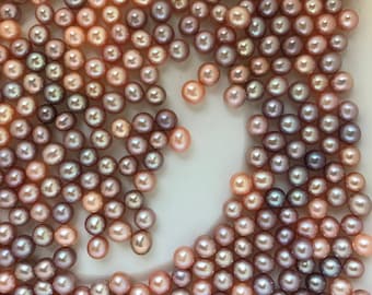 4mm to 7mm Edison Pearls Round Near Round, Oval Mix Peach ,Pink, Lavender and White colors (#130)