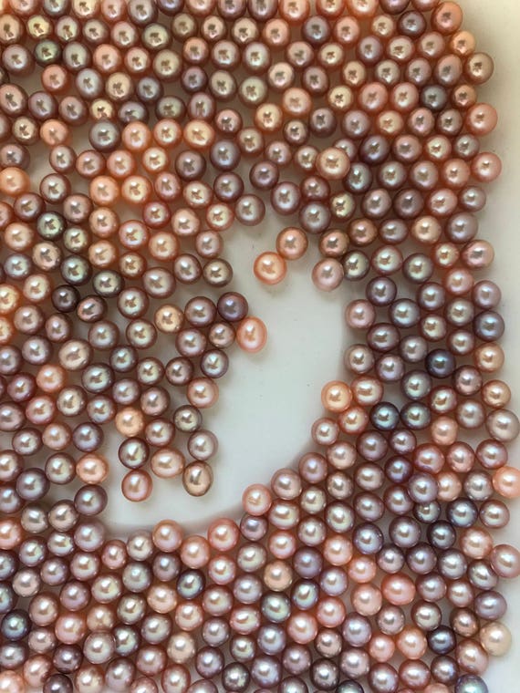 4mm to 7mm Edison Pearls Round Near Round, Oval Mix Peach ,Pink, Lavender and White colors (#130)