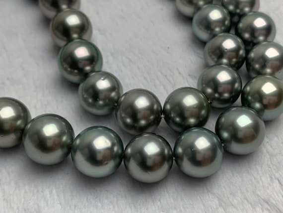 Black Tahitian Pearl Round Strand 9mm-12mm AAAA Quality