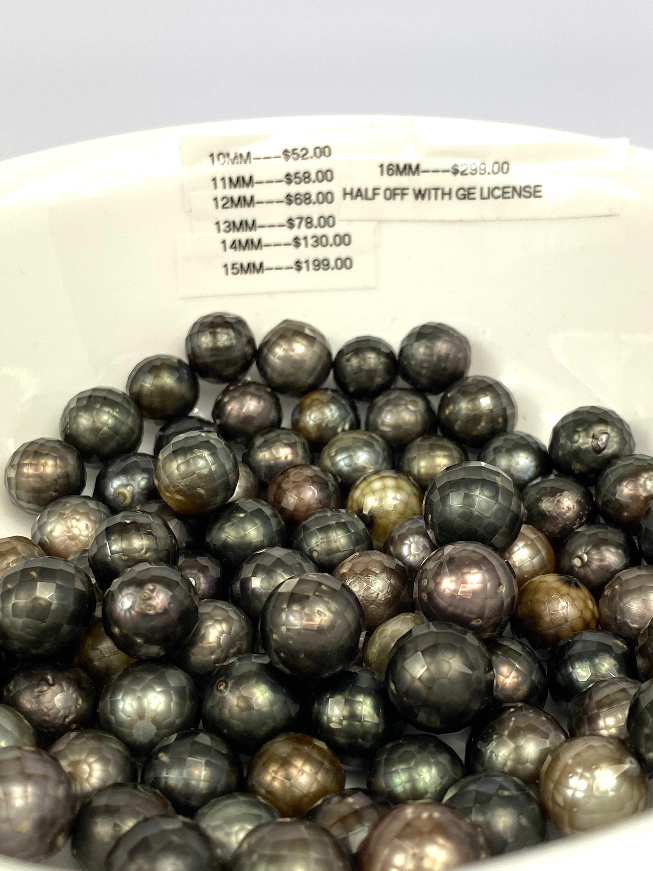 Faceted Gem Carved Tahitian Pearls, 100 Natural Colors, Tahitian