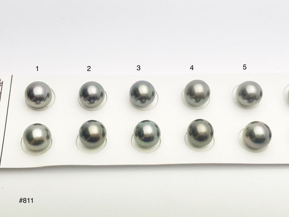 9-9.5mm Tahitian Pearls Round, AAA, Loose Matched Pairs 9mm (811)