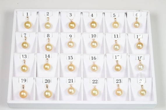 12 mm-14 mm Golden South Sea Pearl Pendants, AAA Quality Round (GSSP001)