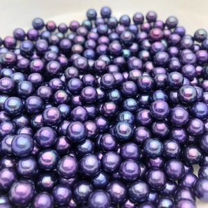 Lustrous Purple Edison Pearls, 5mm and 6mm, Round AAA