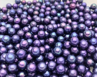 Lustrous Purple Edison Pearls, 5mm and 6mm, Round AAA Quality (896)