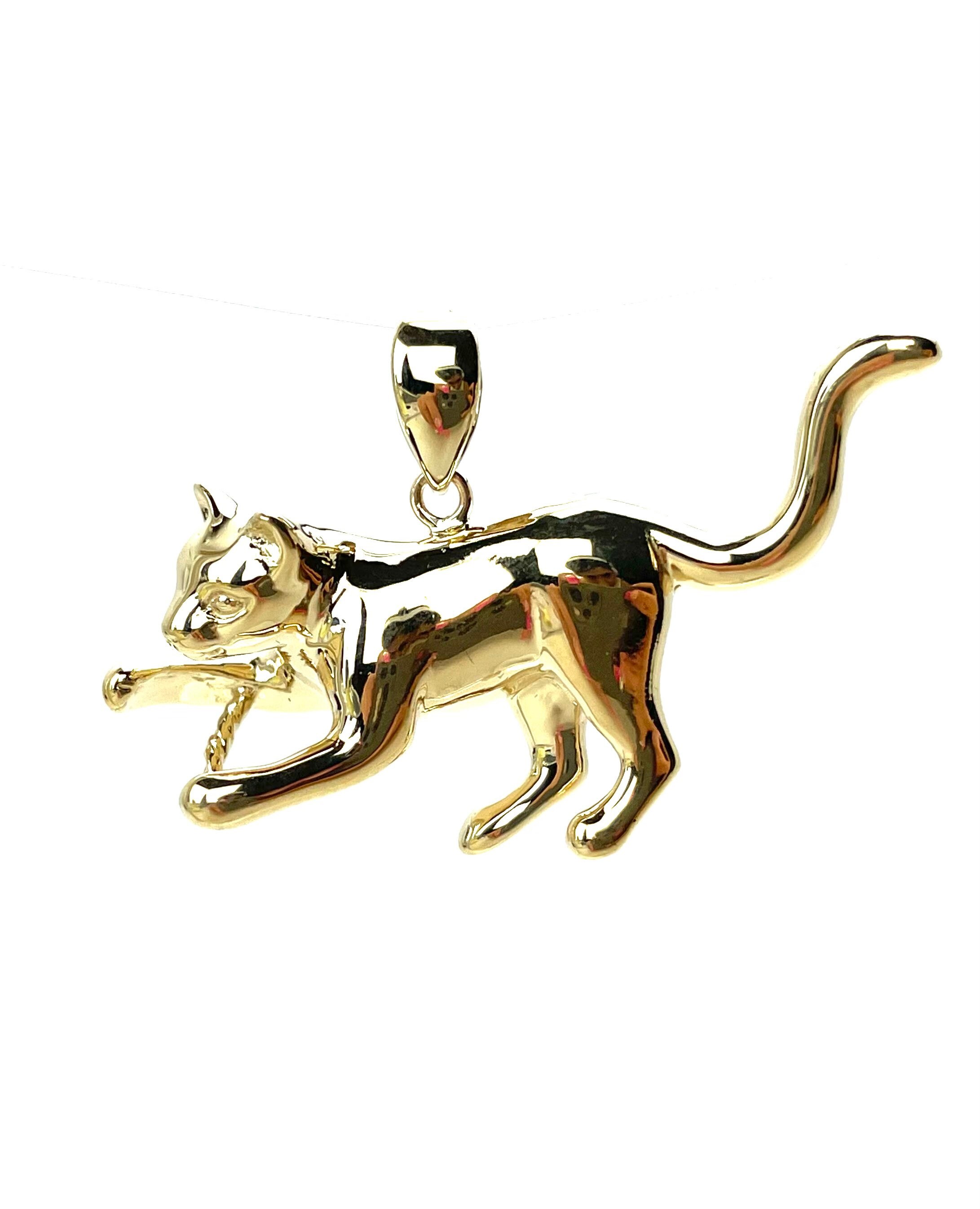 Stunning 14k solid gold cat pendant, SKU2944