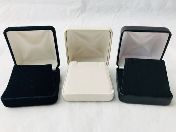 Classic Faux Leather/ Black Velvet Style Metal Boxes