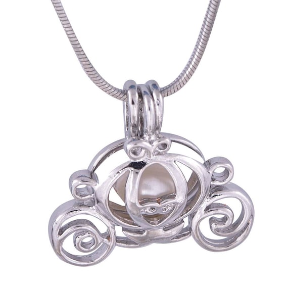 CLOSEOUT SALE - Cage Pendant Sterling Silver or White Gold Plated for 6 mm to 7 mm Loose Pearl Carriage (CP26, SCP26)