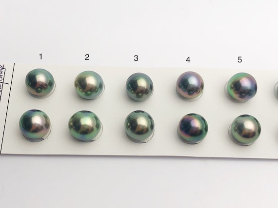 Tahitian Loose Pearls, Drop AAA, Peacock Multi Colored Matched Pairs, 10-10.5mm, #648