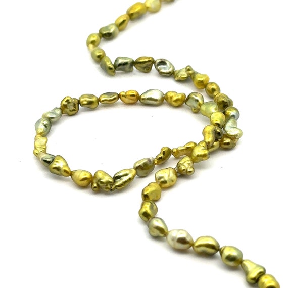 Green Pistachio keshi strand, High luster. SKU#PK1