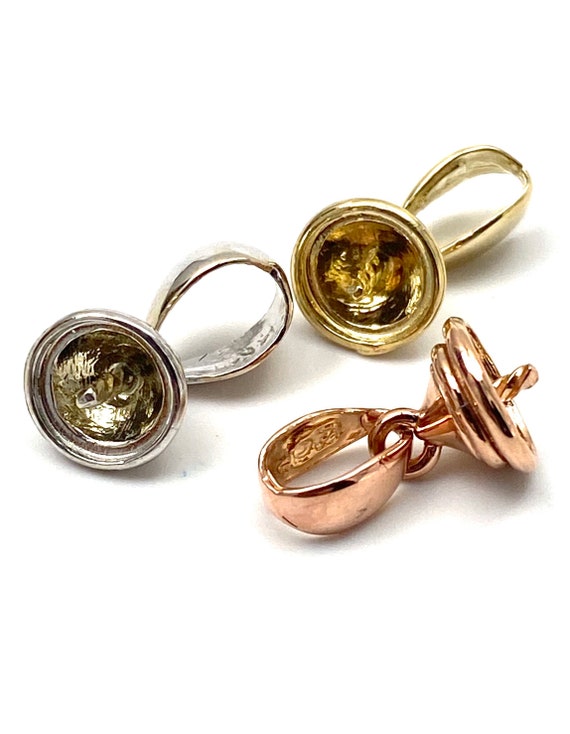 14K solid yellow gold, white gold and rose gold bail, SKU#TP-009