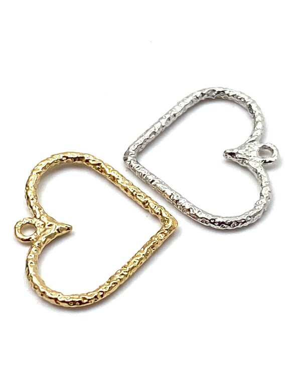 14K solid white gold, yellow gold and rose gold heart charm , SKU# L-136