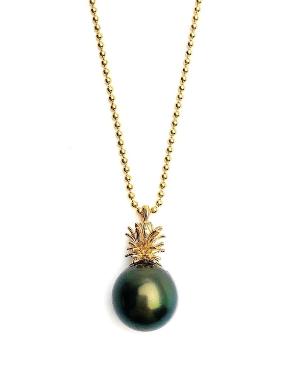 Pineapple Pearl Pendant Setting - Gold Vermeil -Made in Hawaii, Pendant