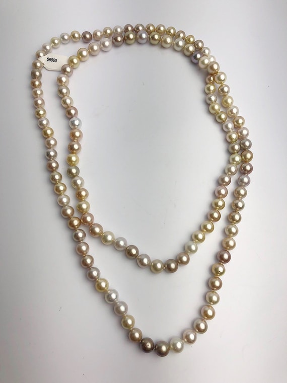 9-11mm Golden South Sea Pearl Necklace Strand, Natural Color, AAA Quality, 48 inches