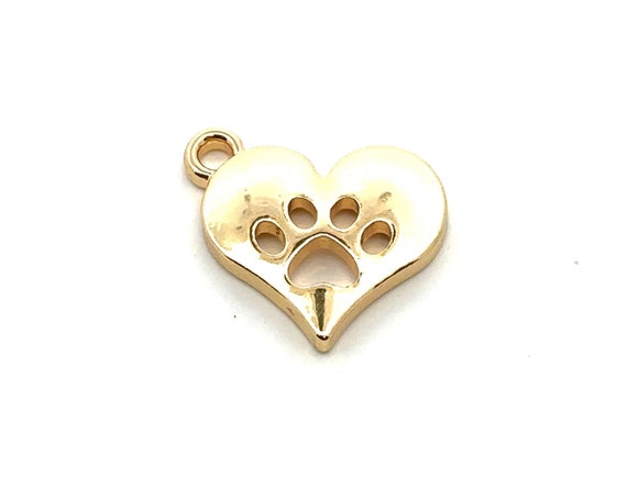 Heart charm with paw print, SKU#M3431