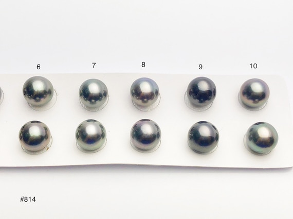 10-10.5mm Tahitian Pearls Round, AAA, Loose Matched Pairs 10mm (814)