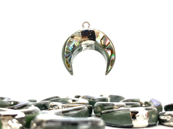 Crescent Moon Abalone Mother of Pearl Charm SKU: M770