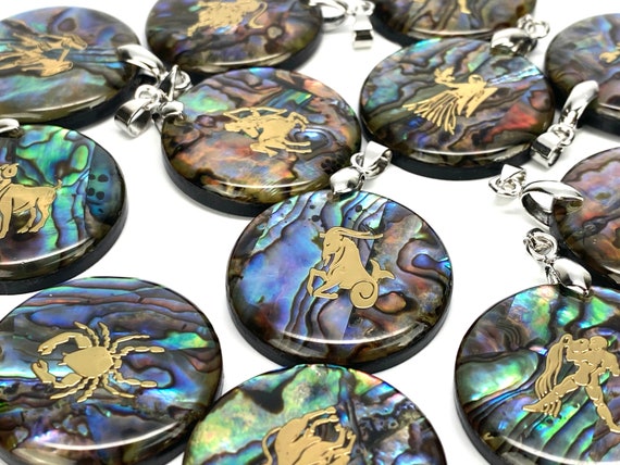 Zodiac Abalone Mother of Pearl Pendants SKU: M787