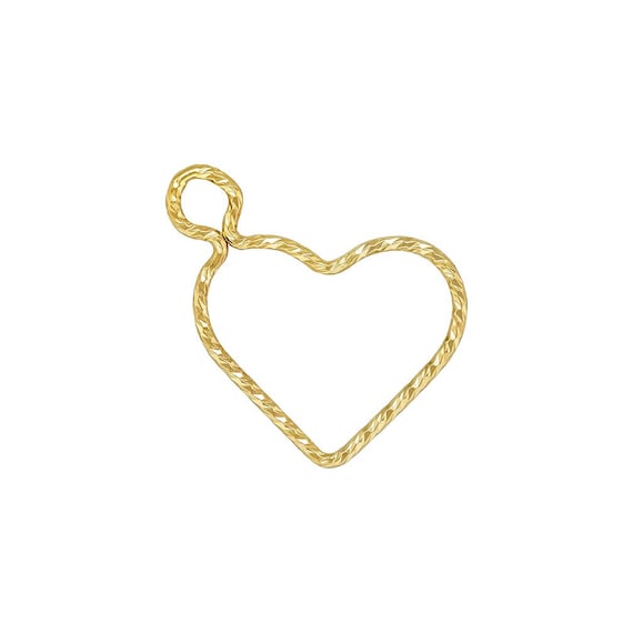 15.5mm Sparkle Wire Heart w/ Ring,  14k gold filled. Made in USA. #400H155RCP1