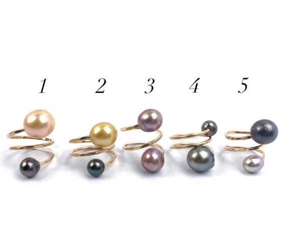 Beautiful Adjustable 14KGF Edison, Tahitian, and South Sea Pearl Rings, 14K Gold Filled, 14K Gold Fill,Sku GPR-15