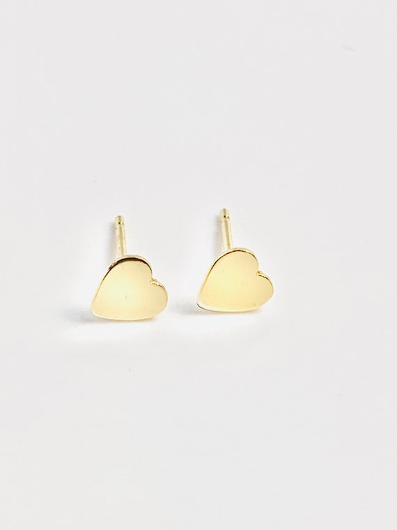 Heart Earrings, 14k Gold, stud earrings, 10-20-2