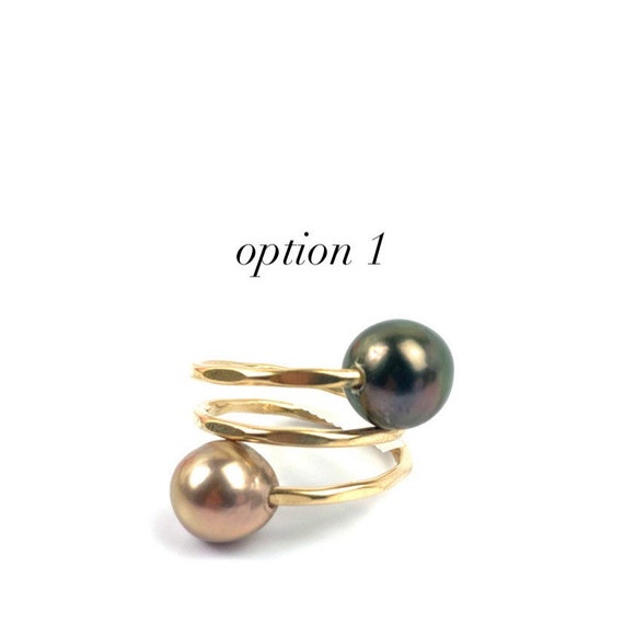 Gorgeous Adjustable 14KGF Edison, Tahitian, and South Sea Pearl Rings, 14K Gold Filled, 14K Gold Fill, Sku GPR-17
