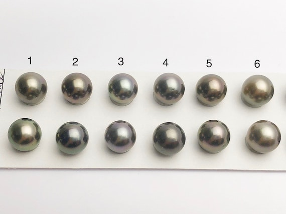 Tahitian Loose Pearls, Round AAA, Chocolate Multi Colored Matched Pairs, 10-10.5mm, #652