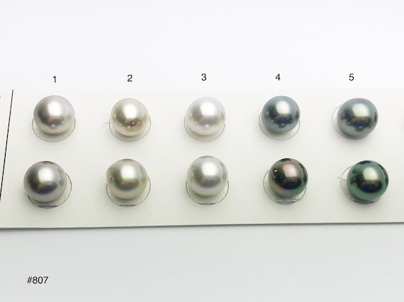 9-9.5mm Tahitian Pearls Round, AAA, Loose Matched Pairs 9mm (807)