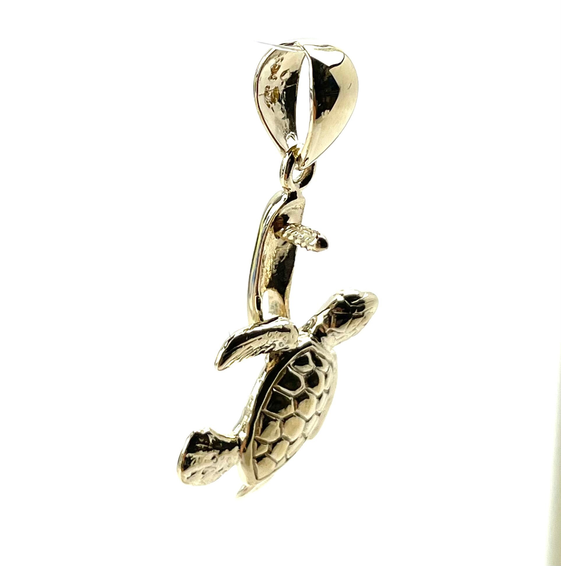 Stunning 14k solid gold turtle pendant, SKU TP125