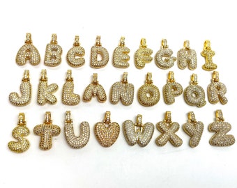 Gold Plated Initial/Letter with Rhinestones Charm, Sku#M343