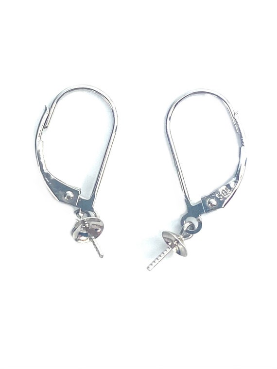 14K White Gold Continental Clip, Ear Wire, 4mm Cup,  Sku#226A-14W-4