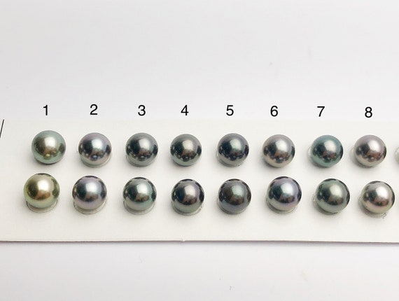 Tahitian Loose Pearls, Round AAAA, Peacock Multi Colored Matched Pairs, 8-8.5mm, #655