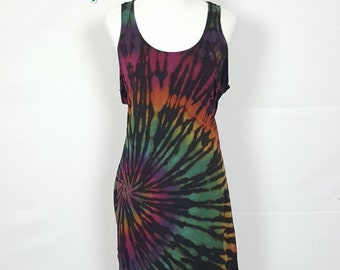 Limited Sizes Available | Reverse Tie Dye Ladies Racerback Dress  (Hand Dyed) | Women Sizes Adult XS L XL | Festival | Rave | Hippie